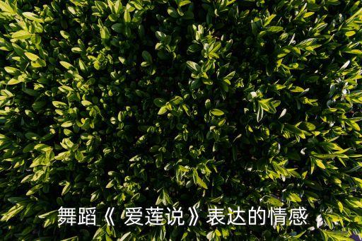  舞蹈《 爱莲说》表达的情感