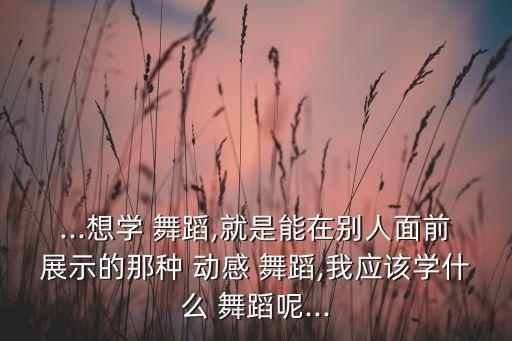 ...想学 舞蹈,就是能在别人面前展示的那种 动感 舞蹈,我应该学什么 舞蹈呢...