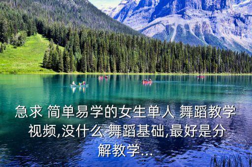 急求 简单易学的女生单人 舞蹈教学 视频,没什么 舞蹈基础,最好是分解教学...