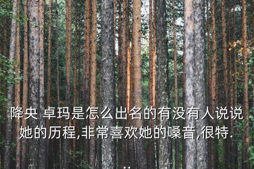 降央 卓玛是怎么出名的有没有人说说她的历程,非常喜欢她的嗓音,很特...