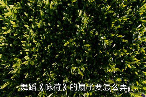  舞蹈《咏荷》的扇子要怎么弄