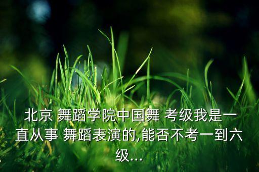  北京 舞蹈学院中国舞 考级我是一直从事 舞蹈表演的,能否不考一到六级...