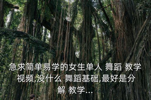 急求简单易学的女生单人 舞蹈 教学 视频,没什么 舞蹈基础,最好是分解 教学...
