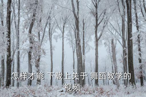 怎样才能 下载上关于 舞蹈教学的 视频