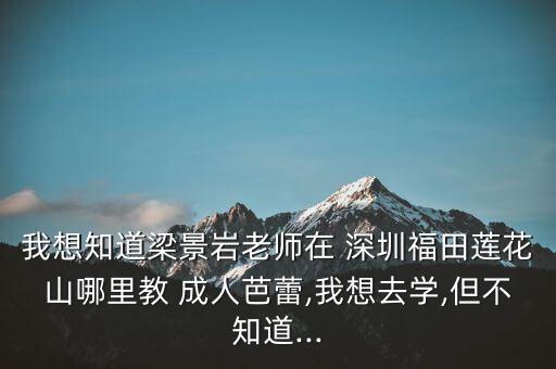 我想知道梁景岩老师在 深圳福田莲花山哪里教 成人芭蕾,我想去学,但不知道...