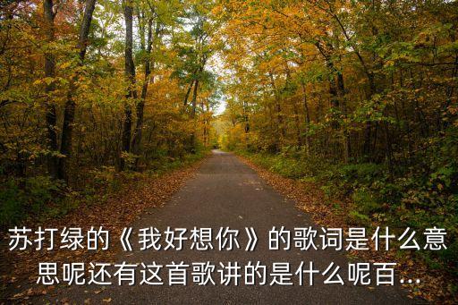 苏打绿的《我好想你》的歌词是什么意思呢还有这首歌讲的是什么呢百...