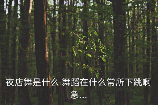 夜店舞是什么 舞蹈在什么常所下跳啊急...