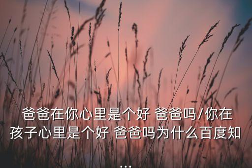  爸爸在你心里是个好 爸爸吗/你在孩子心里是个好 爸爸吗为什么百度知...
