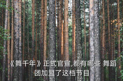 《舞千年》正式官宣,都有哪些 舞蹈团加盟了这档节目