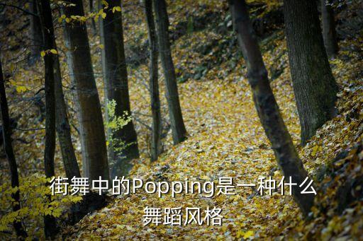  街舞中的Popping是一种什么 舞蹈风格