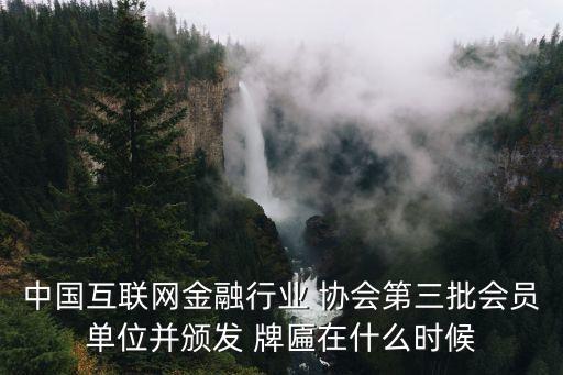 中国互联网金融行业 协会第三批会员单位并颁发 牌匾在什么时候