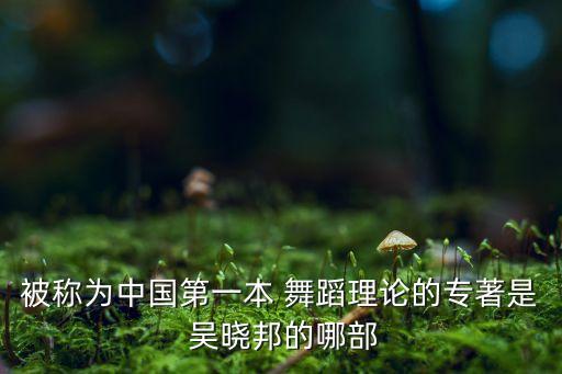被称为中国第一本 舞蹈理论的专著是 吴晓邦的哪部