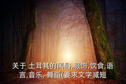 关于 土耳其的风俗,服饰,饮食,语言,音乐, 舞蹈(要求文字减短