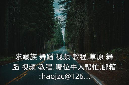 求藏族 舞蹈 视频 教程,草原 舞蹈 视频 教程!哪位牛人帮忙,邮箱:haojzc@126...