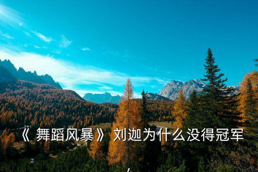 《 舞蹈风暴》 刘迦为什么没得冠军,