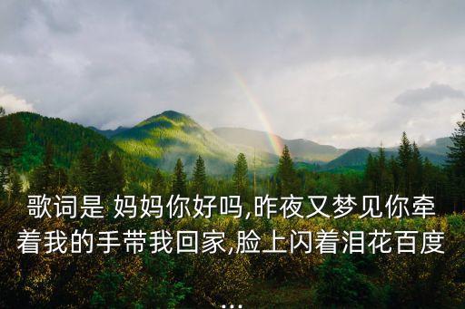 歌词是 妈妈你好吗,昨夜又梦见你牵着我的手带我回家,脸上闪着泪花百度...