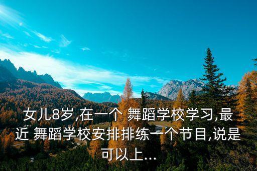 女儿8岁,在一个 舞蹈学校学习,最近 舞蹈学校安排排练一个节目,说是可以上...