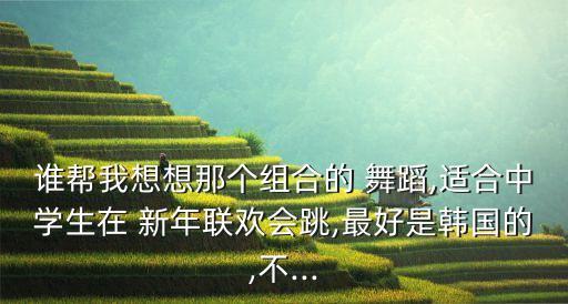 谁帮我想想那个组合的 舞蹈,适合中学生在 新年联欢会跳,最好是韩国的,不...