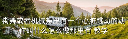 街舞或者机械舞里有一个心脏跳动的动作叫什么怎么做那里有 教学