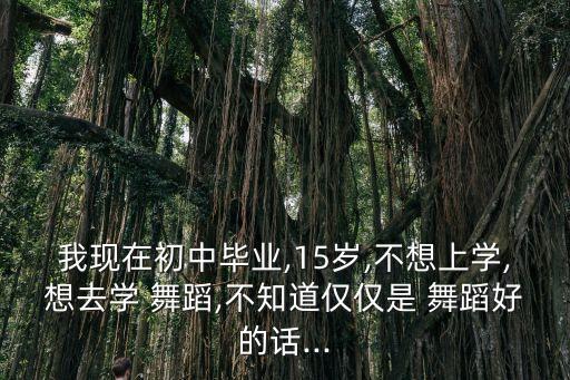我现在初中毕业,15岁,不想上学,想去学 舞蹈,不知道仅仅是 舞蹈好的话...