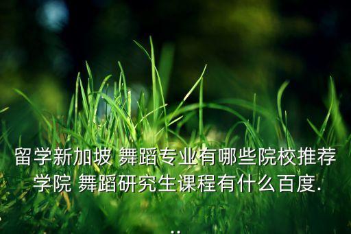 留学新加坡 舞蹈专业有哪些院校推荐 学院 舞蹈研究生课程有什么百度...
