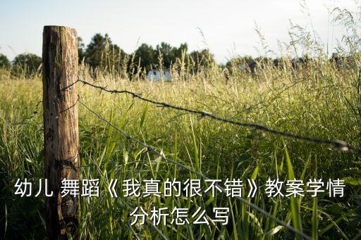 幼儿 舞蹈《我真的很不错》教案学情分析怎么写