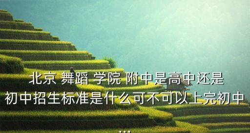  北京 舞蹈 学院 附中是高中还是初中招生标准是什么可不可以上完初中...