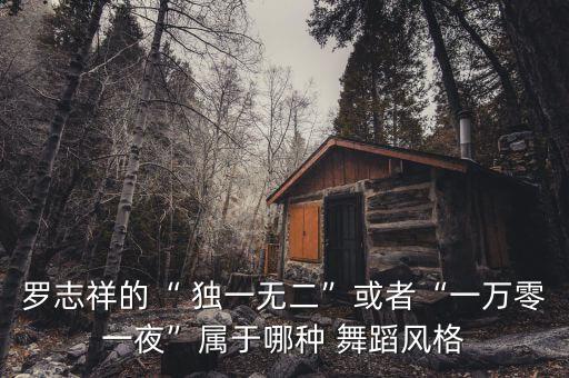 罗志祥的“ 独一无二”或者“一万零一夜”属于哪种 舞蹈风格