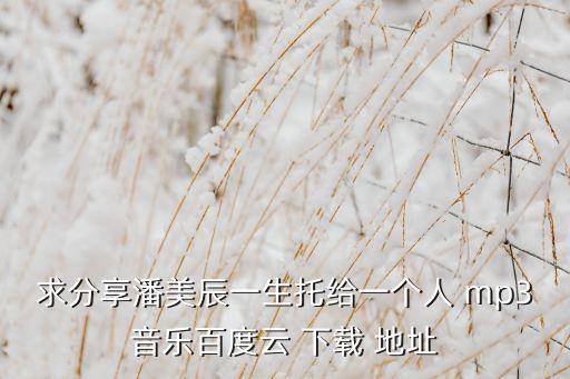 求分享潘美辰一生托给一个人 mp3音乐百度云 下载 地址
