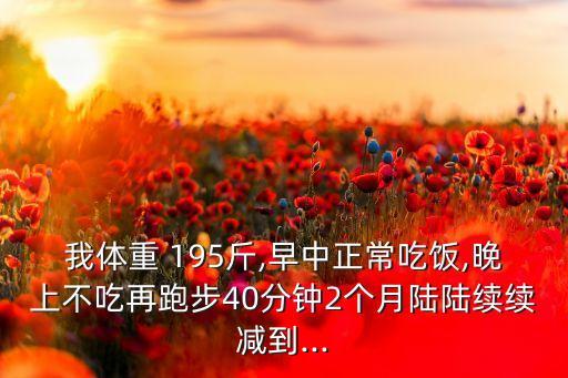 我体重 195斤,早中正常吃饭,晚上不吃再跑步40分钟2个月陆陆续续减到...