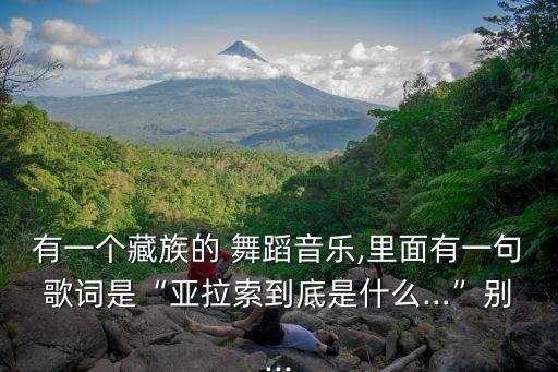 有一个藏族的 舞蹈音乐,里面有一句歌词是“亚拉索到底是什么...”别...