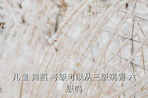儿童 舞蹈 考级可以从三级跳到 六级吗