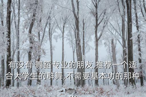 有没有 舞蹈专业的朋友,推荐一个适合大学生的群舞,不需要基本功的那种...