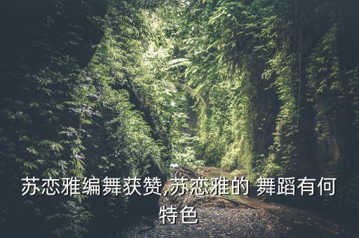 苏恋雅编舞获赞,苏恋雅的 舞蹈有何特色