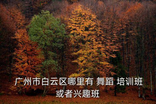 广州市白云区哪里有 舞蹈 培训班或者兴趣班