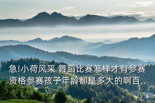 急!小荷风采 舞蹈比赛怎样才有参赛资格参赛孩子年龄都是多大的啊百...
