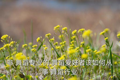 非 舞蹈专业的 舞蹈爱好者该如何从事 舞蹈行业