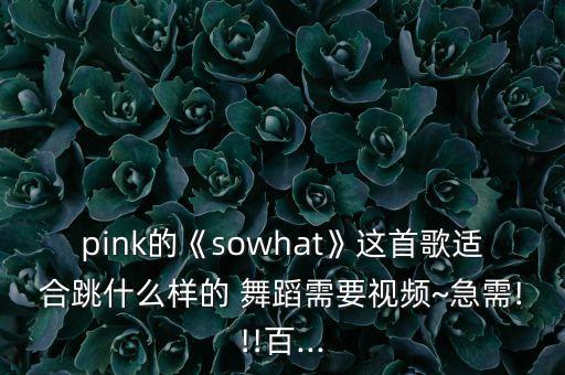pink的《sowhat》这首歌适合跳什么样的 舞蹈需要视频~急需!!!百...