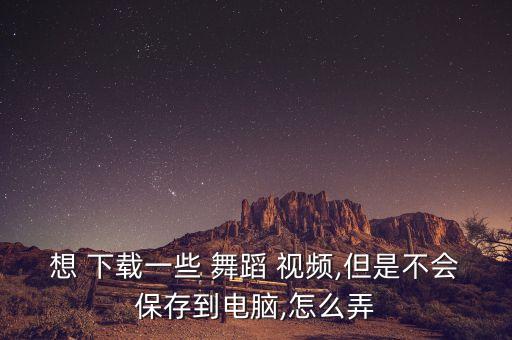 想 下载一些 舞蹈 视频,但是不会保存到电脑,怎么弄