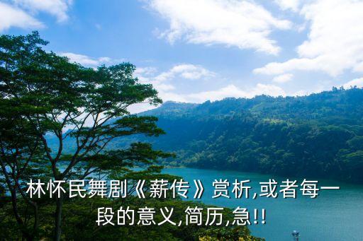  林怀民舞剧《薪传》赏析,或者每一段的意义,简历,急!!