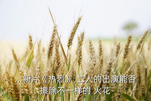 ...新片《热烈》,二人的出演能否擦除不一样的 火花
