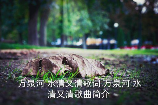  万泉河 水清又清歌词 万泉河 水清又清歌曲简介