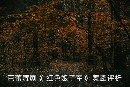 芭蕾舞剧《 红色娘子军》 舞蹈评析