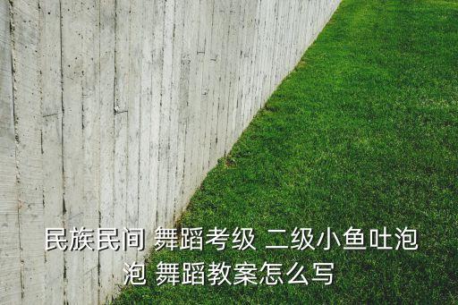  民族民间 舞蹈考级 二级小鱼吐泡泡 舞蹈教案怎么写