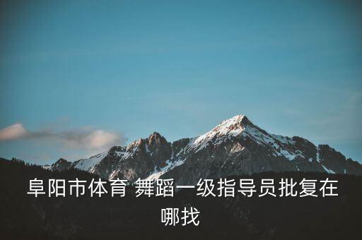  阜阳市体育 舞蹈一级指导员批复在哪找