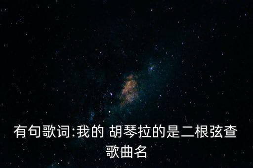 有句歌词:我的 胡琴拉的是二根弦查歌曲名