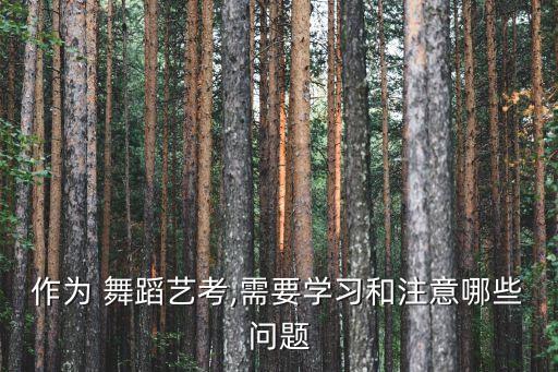 作为 舞蹈艺考,需要学习和注意哪些问题