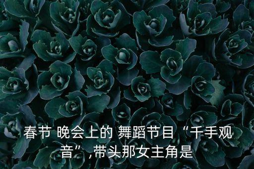  春节 晚会上的 舞蹈节目“千手观音”,带头那女主角是