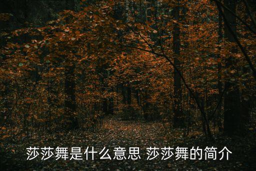  莎莎舞是什么意思 莎莎舞的简介