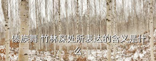  傣族舞 竹林深处所表达的含义是什么